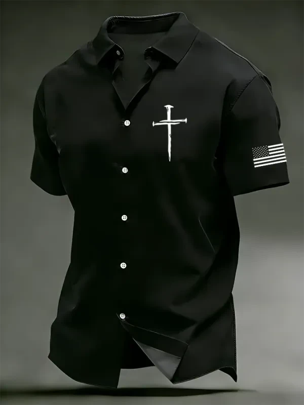 Faith Cross Hawaiian Shirt Christian Themed Button Up Shirt Mens Christian Gifts