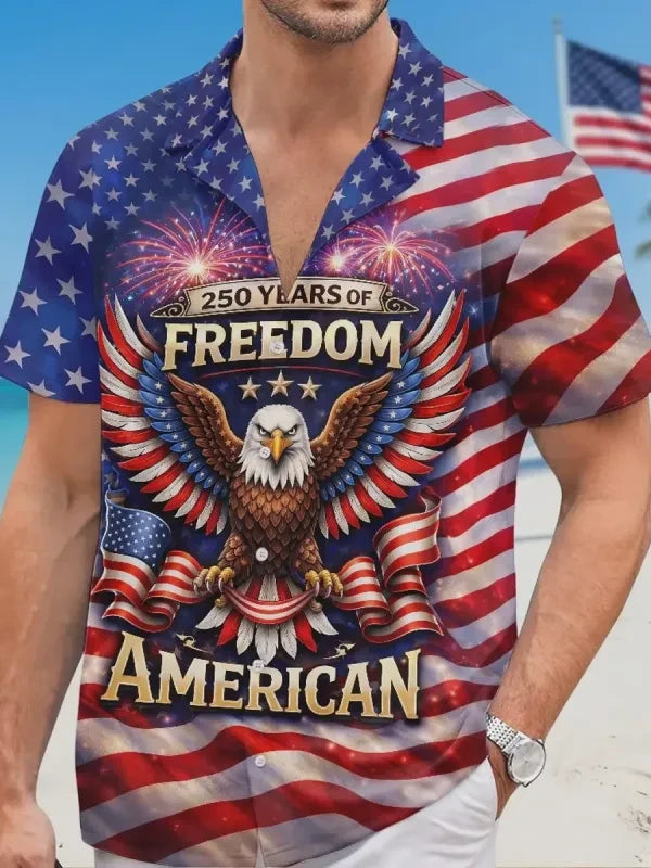 Eagle America 250 Years Of Freedom Hawaiian Shirt Clothes For July 4Th Patriotic Gifts
