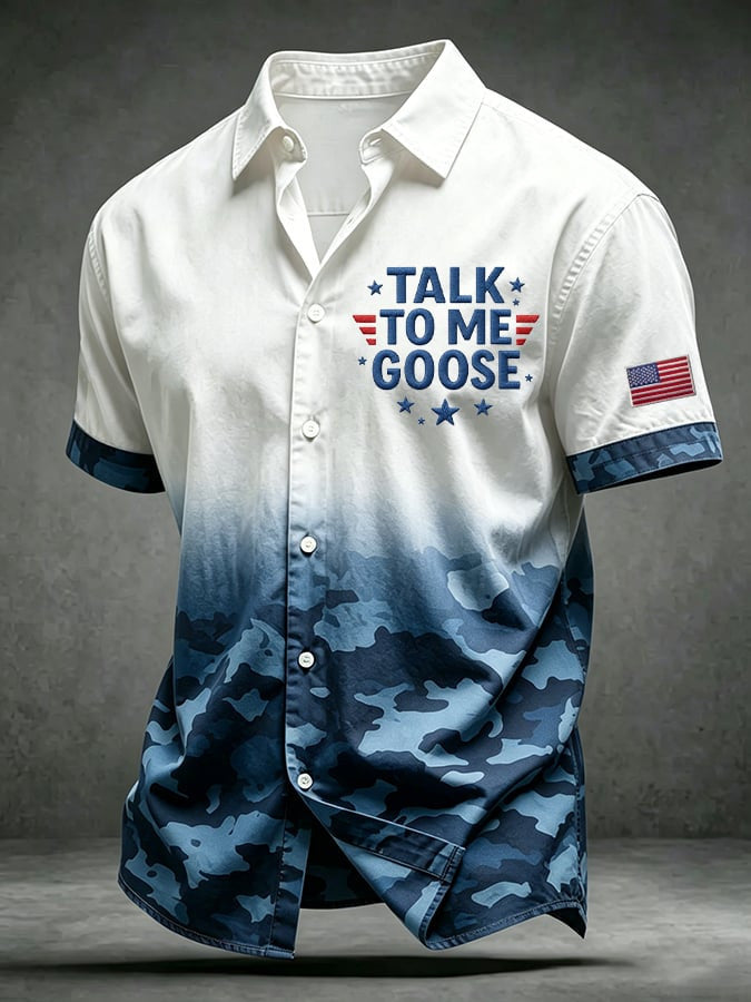 Top Gun 40Th Anniversary Merch Talk To Me Goose Camo Hawaiian Shirt Gifts For Top Gun Lovers