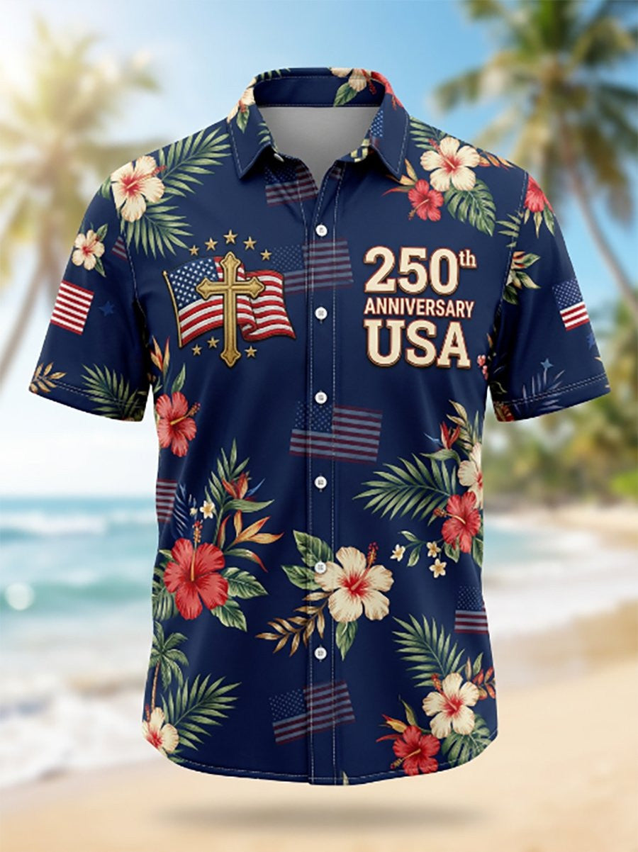 USA 250Th Anniversary Hawaiian Shirt 4Th Of July Attire Semiquincentennial Gifts