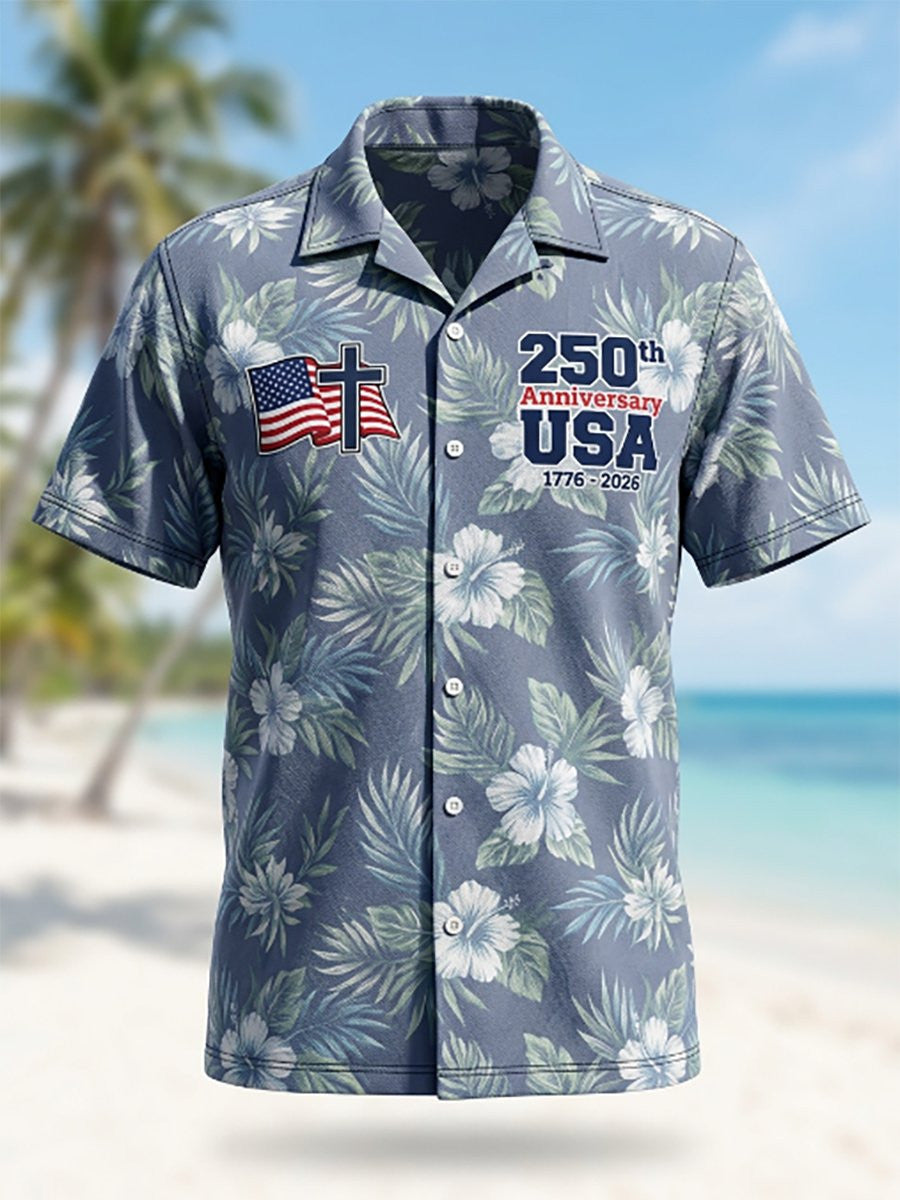 USA 250Th Anniversary Hawaiian Shirt Fourth Of July Outfits Independence Day Gift