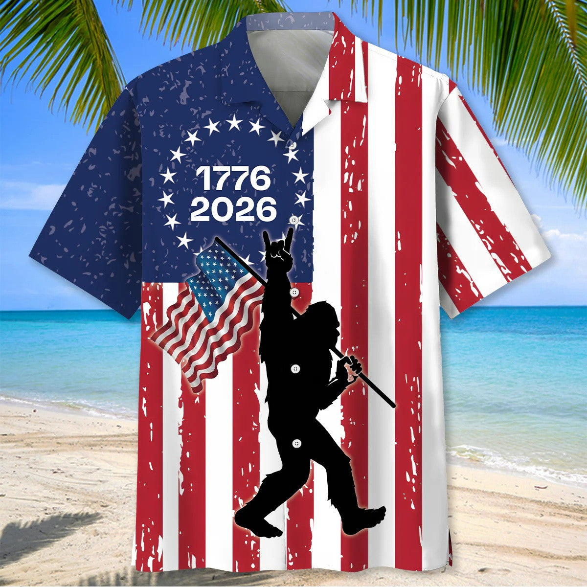 Bigfoot 1776 2026 Hawaiian Shirt USA Flag Aloha Shirt Gifts For Independence Day