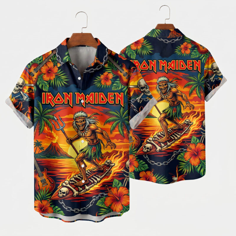 Iron Maiden Tropical Surfing Eddie Hawaiian Shirt