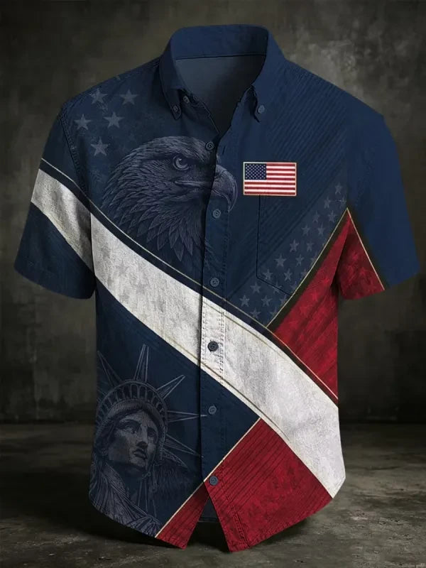 Eagle American Flag Hawaiian Shirt Clothes For July 4Th Patriotic Gifts For Boyfriend