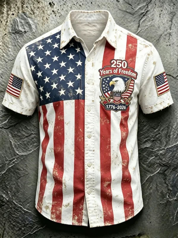 Eagle USA 250 Years Of Freedom Hawaiian Shirt July 4 Clothing US Flag Apparel Gifts Idea