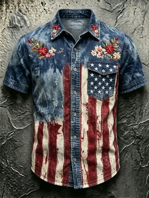 American Flag Hawaiian Shirt Clothes For The Fourth Of July Patriotic Gifts For Dad