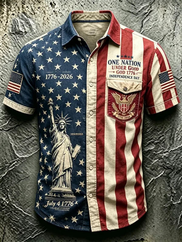Independence Day One Nation Under God Hawaiian Shirt 1776 2026 Merch Patriotic Gifts Idea