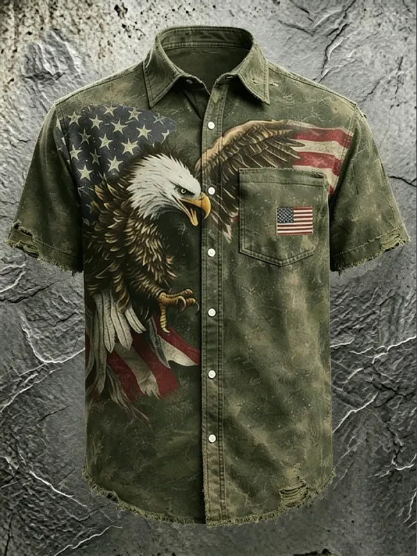 Eagle American Flag Hawaiian Shirt 4Th July Attire Patriotic Clothes Gifts For Independence Day