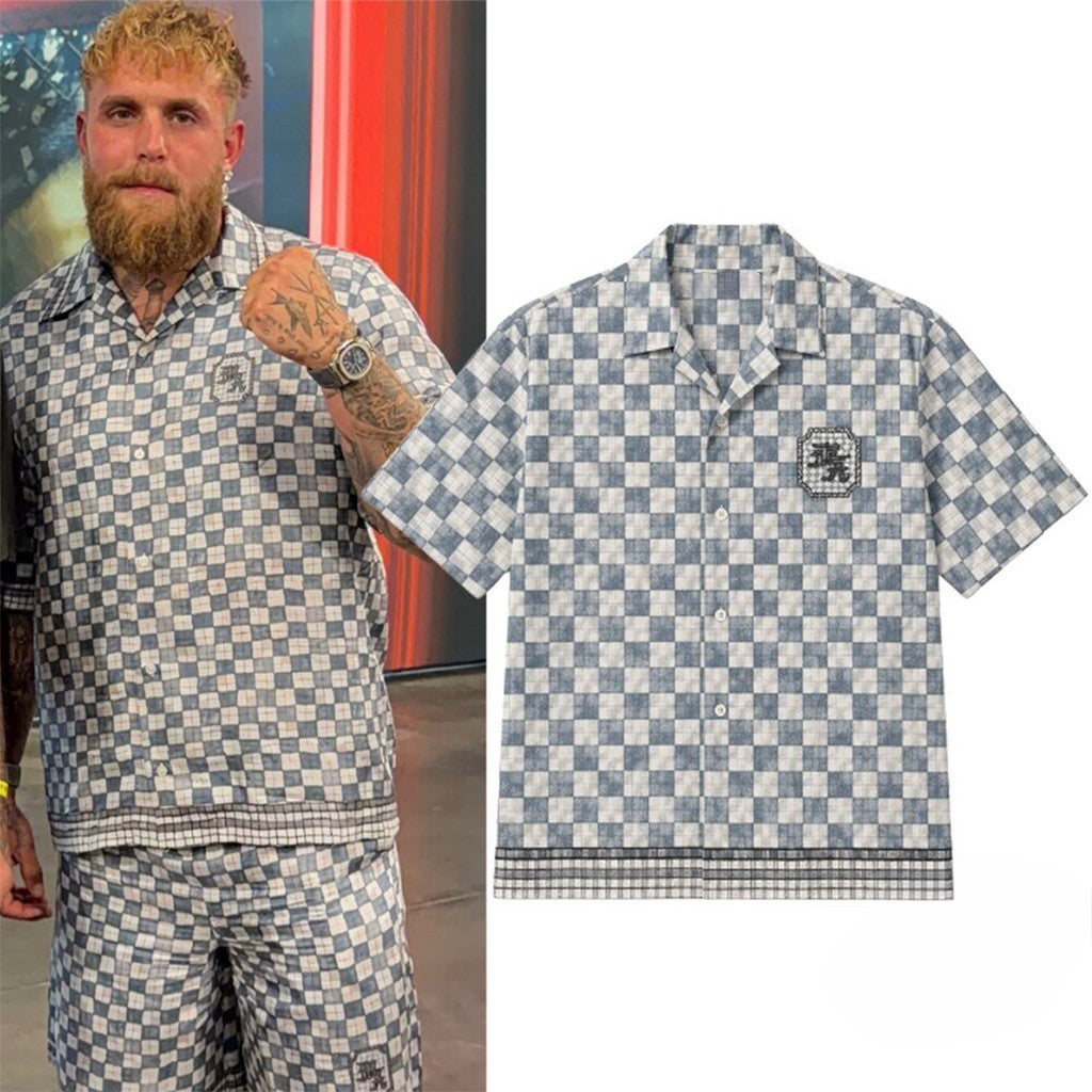 Jake Paul Amiri Checkered Hawaiian Shirt Jake Paul Merch First Father's Day Gift