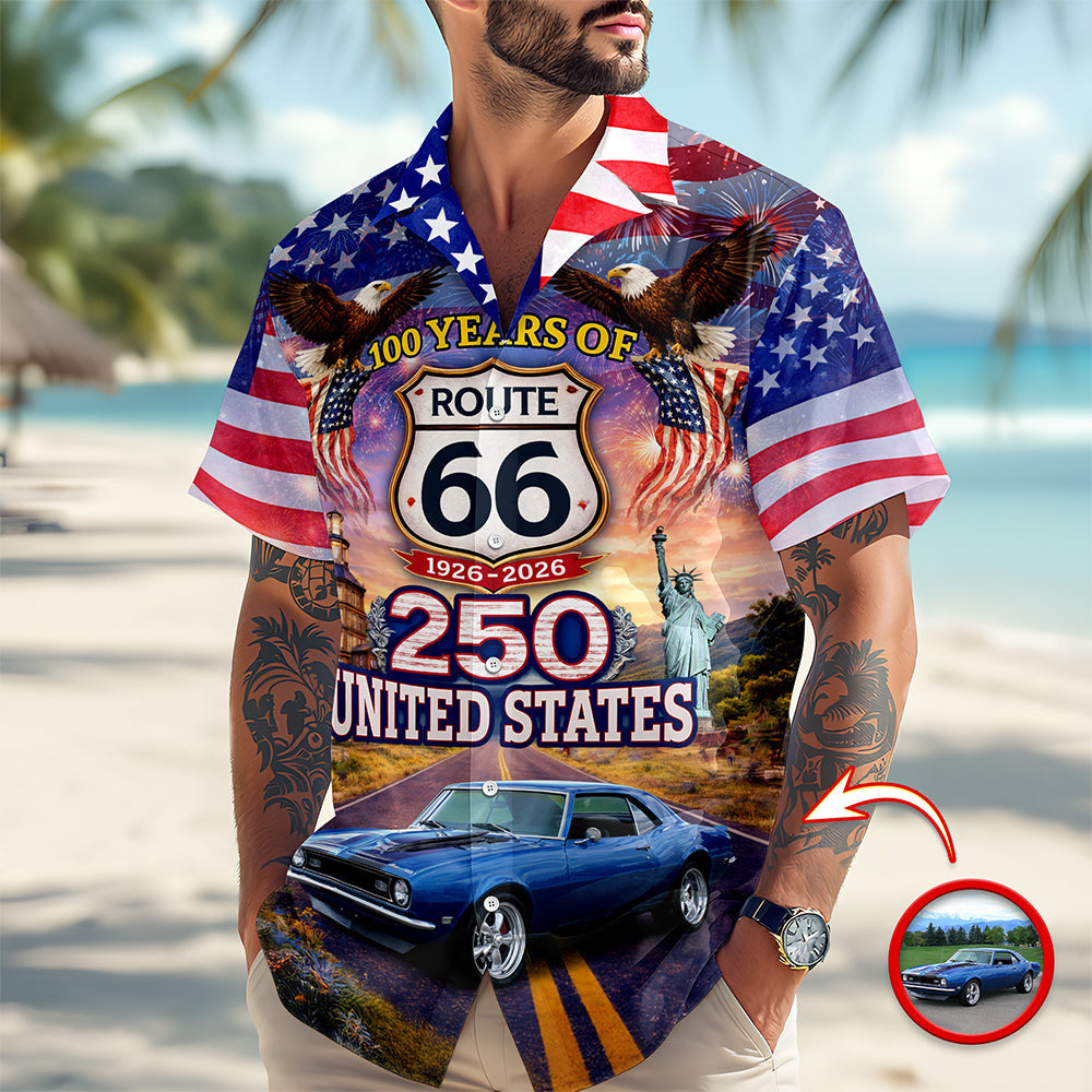 Custom Car Photo 100 Years Of Route 66 250 United States Hawaiian Shirt Mother Road Shirts