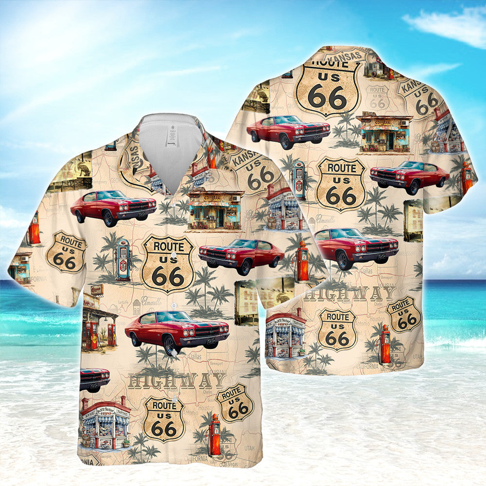 Custom Car Photo US Route 66 Authentic Hawaiian Shirt Mother Road 100Th Anniversary Shirt