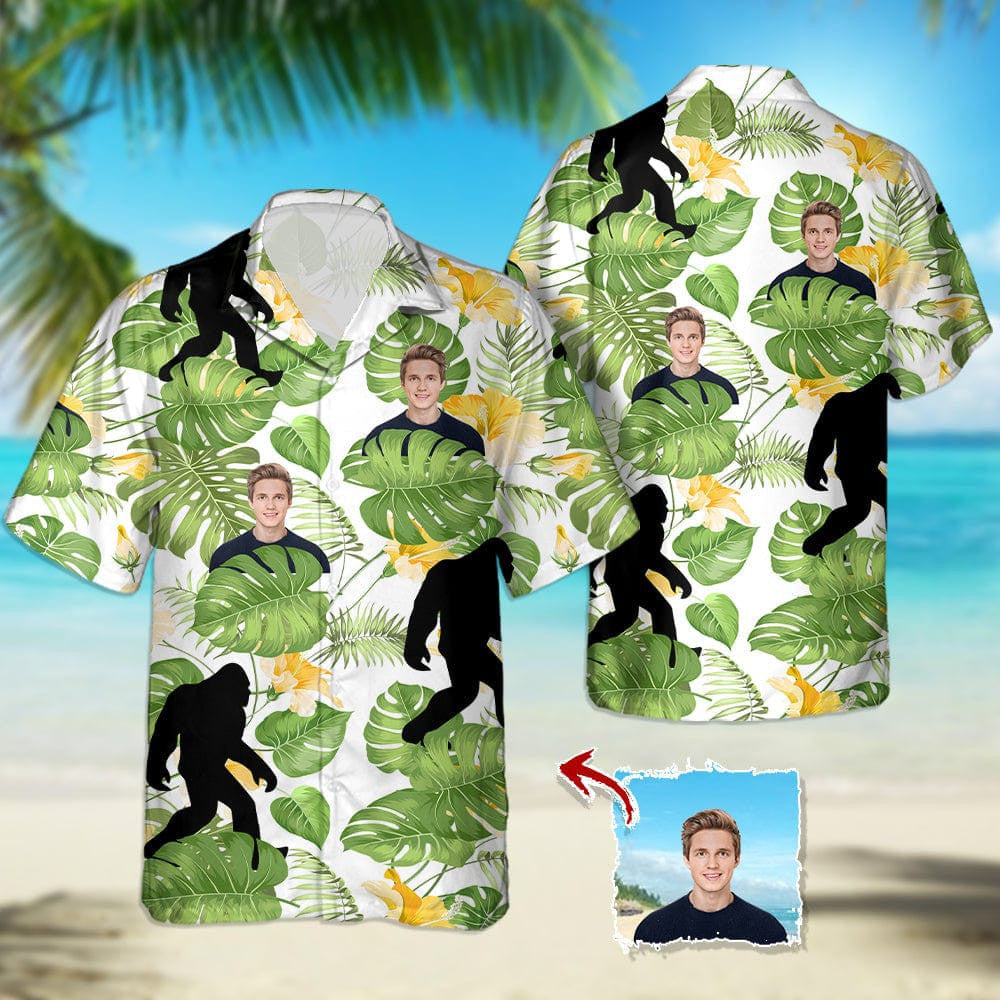 Personalized Photo Bigfoot Hawaiian Shirt Summer Themed Aloha Shirt Gifts For Bigfoot Lovers