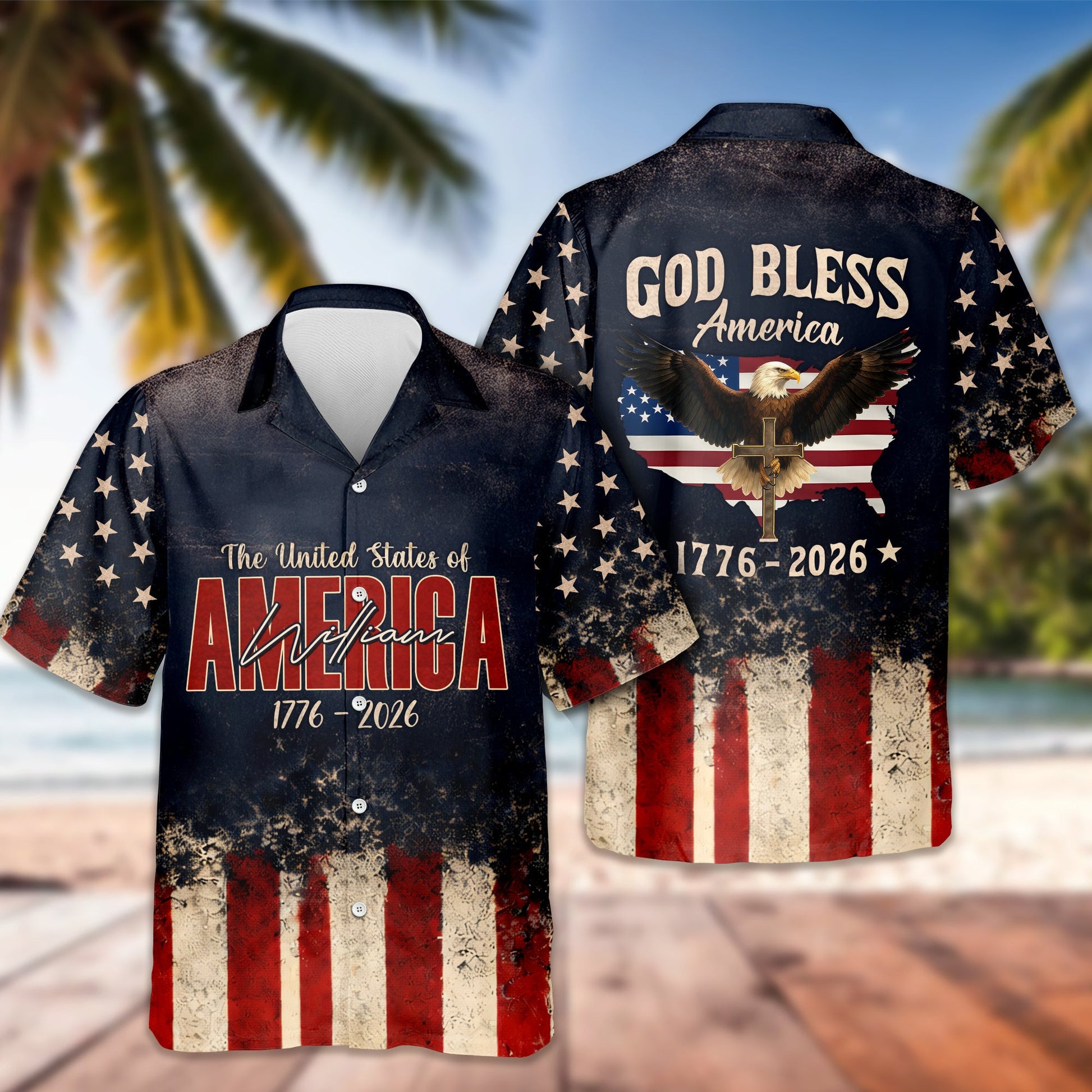 Personalized Eagle USA 250 Years 1776 2026 Hawaiian Shirt Semiquincentennial Shirt Gifts