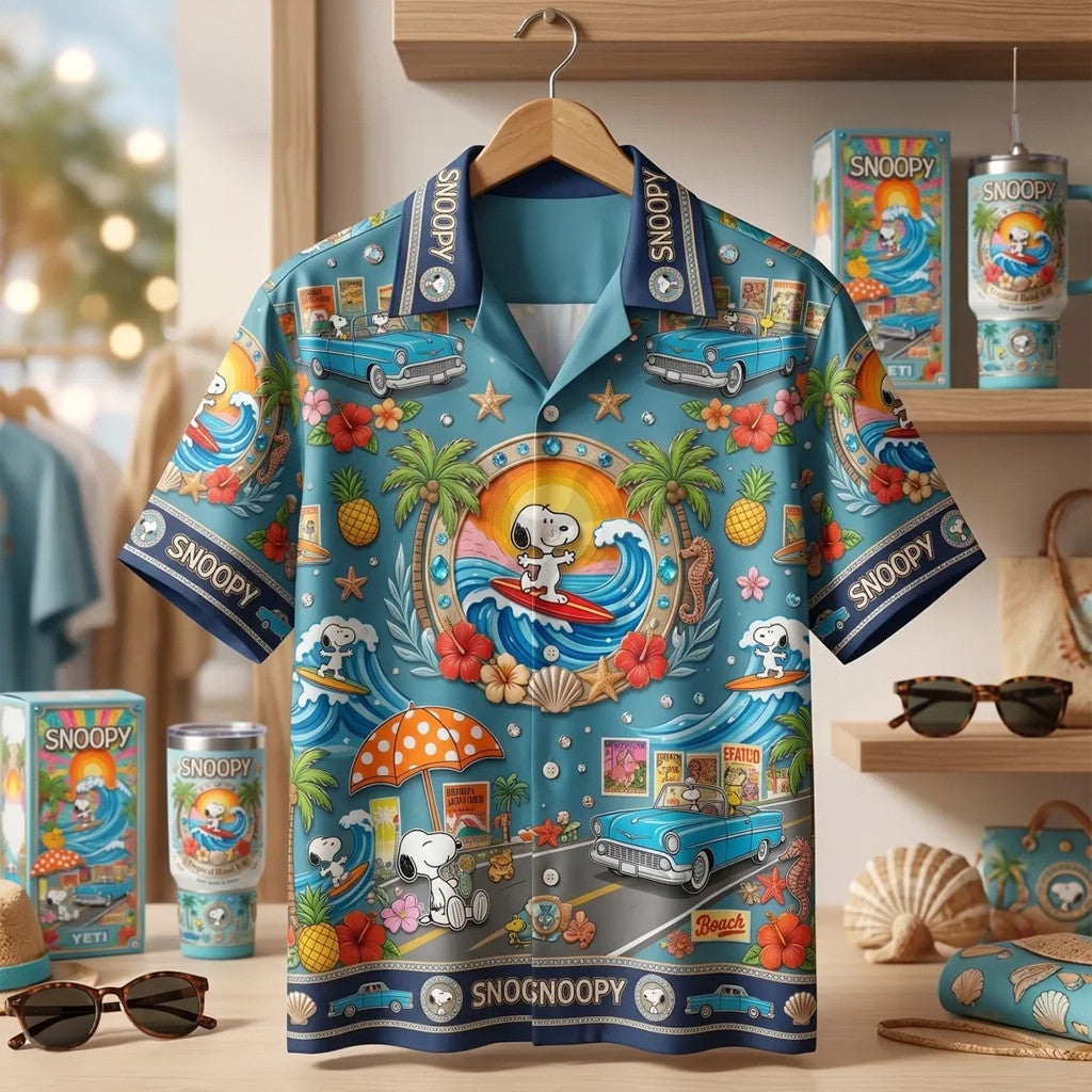 Snoopy Summer Time Hawaiian Shirt Snoopy Merch Funny Father's Day Gifts
