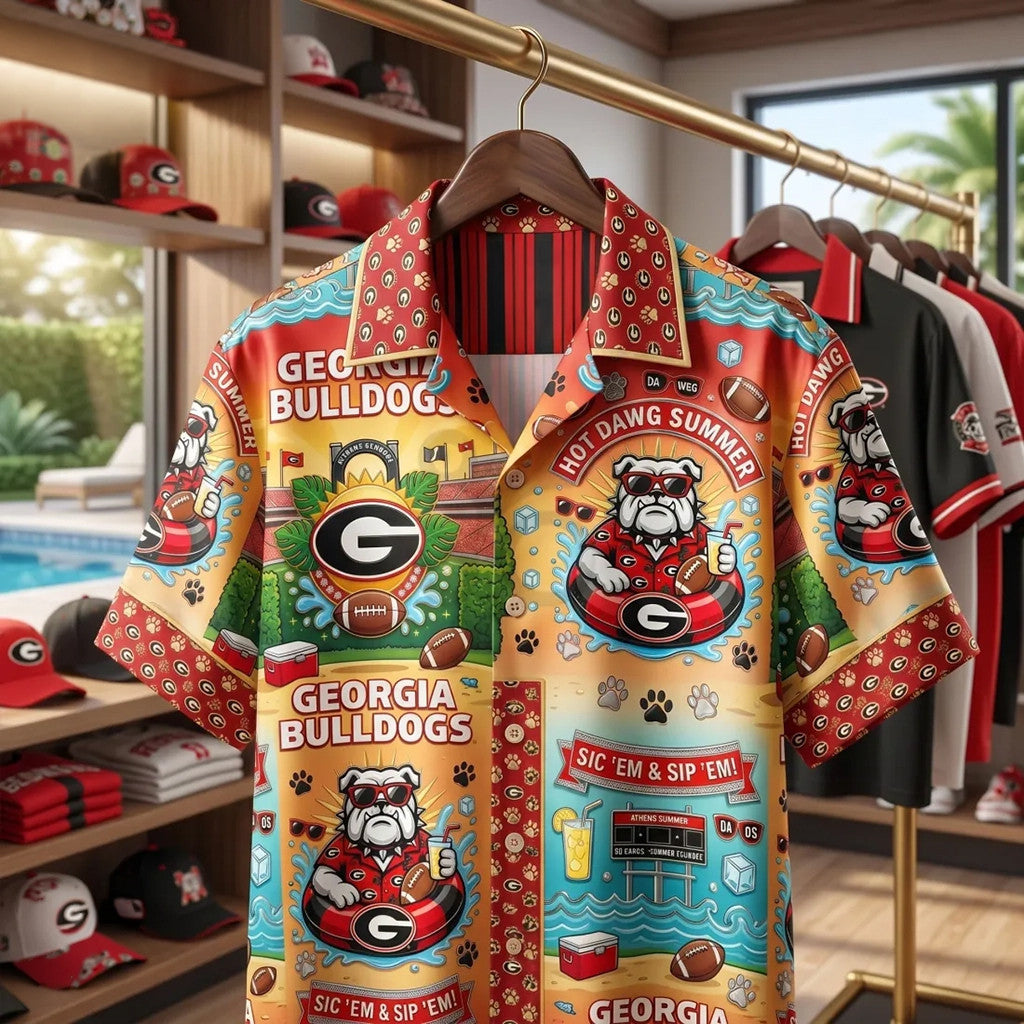 Georgia Bulldogs Hot Dawg Summer Hawaiian Shirt Georgia Bulldogs Merch Football Related Gifts