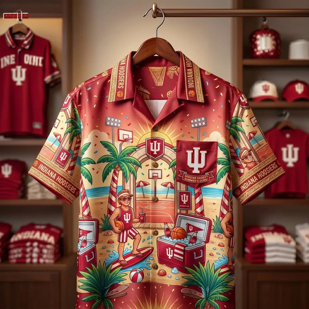 Indiana Hoosiers Summer Hoosier Hysteria Tropical Hawaiian Shirt Indiana Hoosiers Merch Gifts