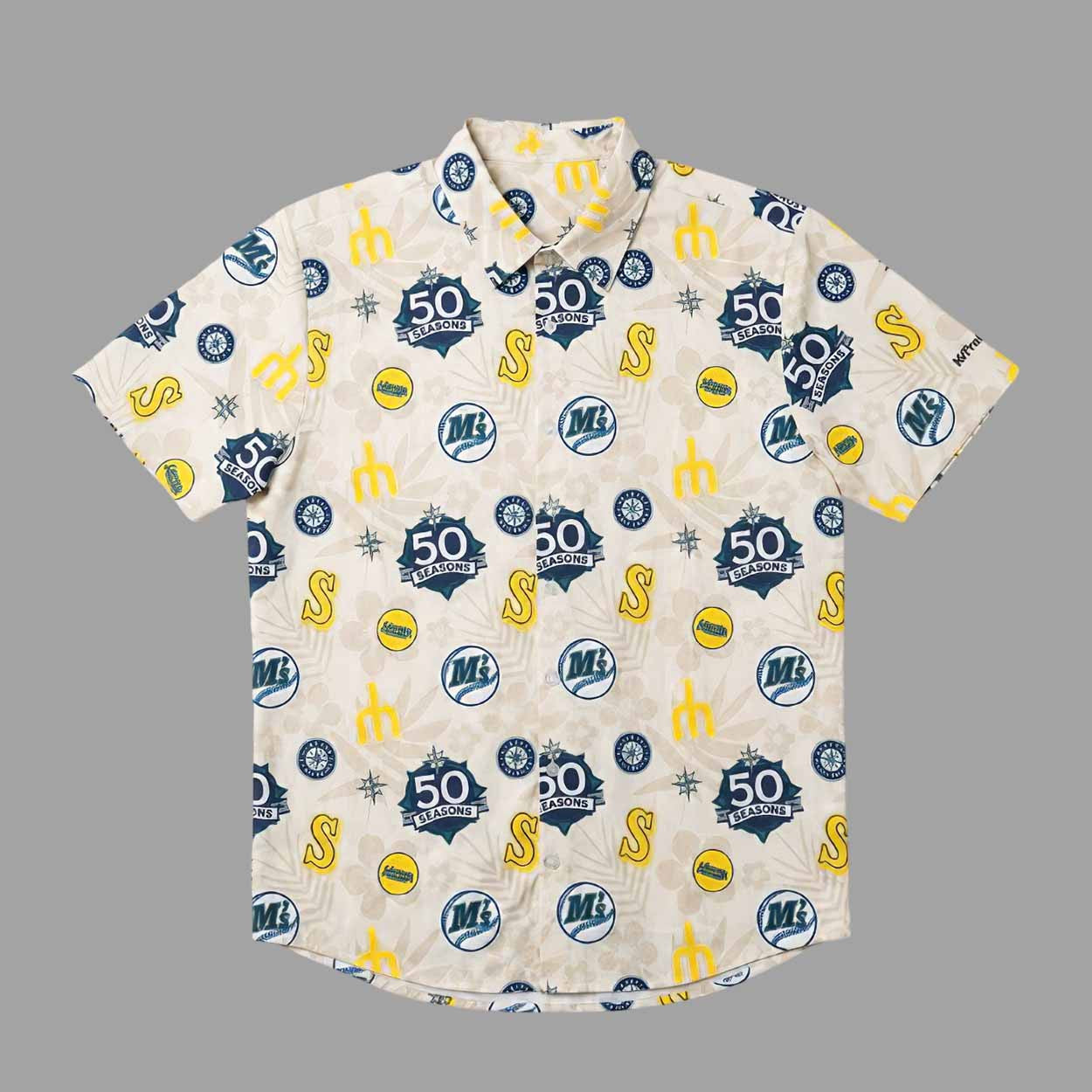 Mariners 50 Seasons Hawaiian Shirt Seattle Mariners Merch Birthday Presents For Dad