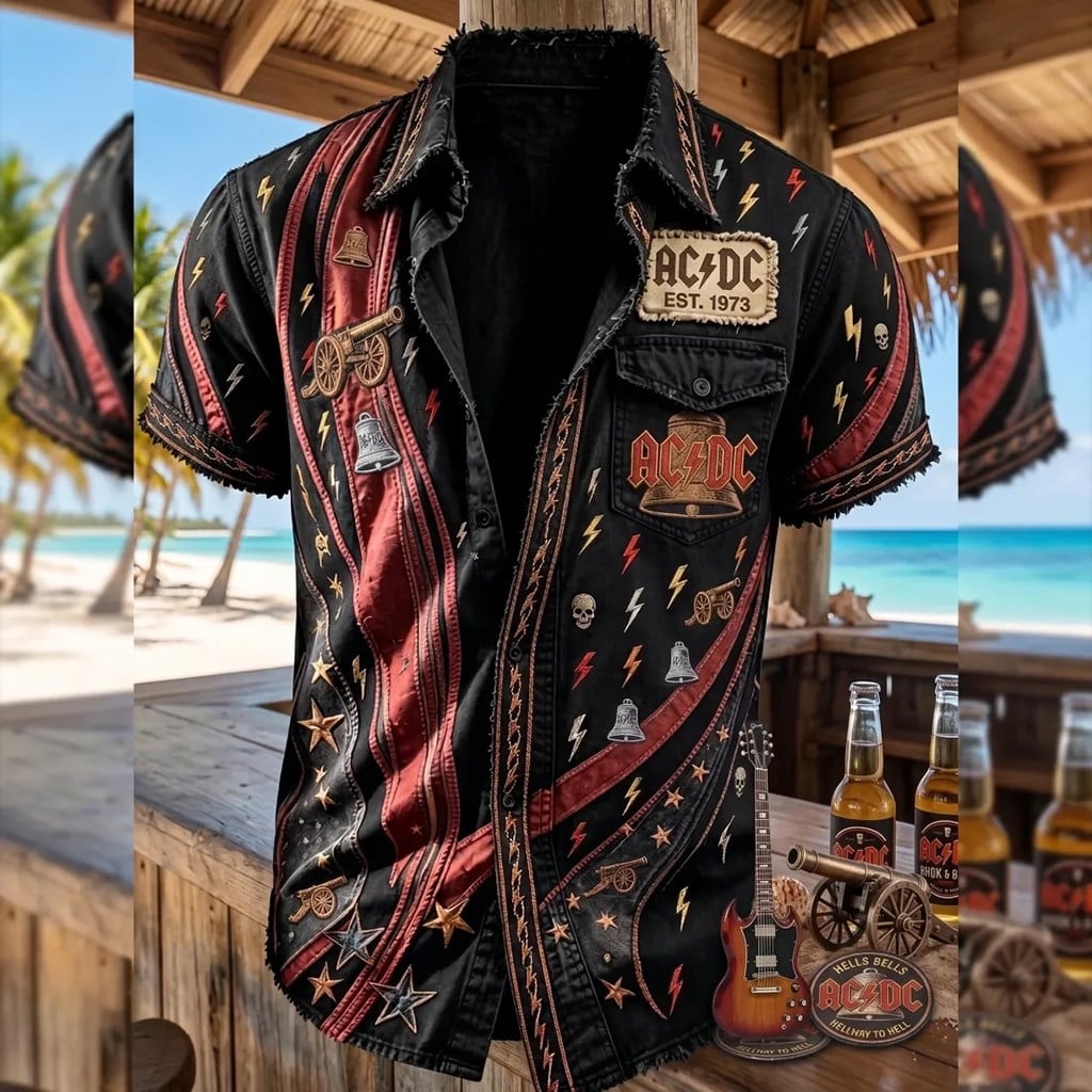 AC DC Vintage Rock Band Hells Bells 2026 Hawaiian Shirt AC DC Merch Cool Gift For Music Lovers
