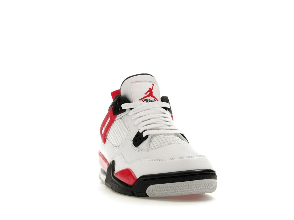 Jordan 4 Retro Red Cement White Fire Red Black Grade School Sneakers 408452-161 - savito