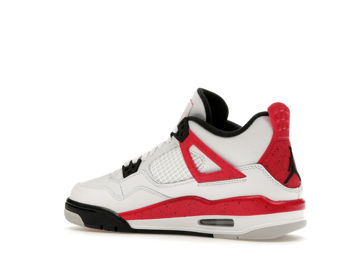 Jordan 4 Retro Red Cement White Fire Red Black Grade School Sneakers 408452-161 - savito