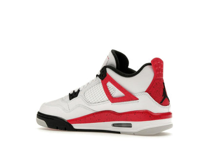 Jordan 4 Retro Red Cement White Fire Red Black Grade School Sneakers 408452-161 - savito