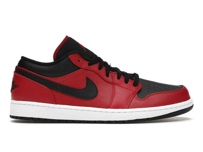 Jordan 1 Low Reverse Bred Pebbled Swoosh Gym Red Black White 553558-605 - savito