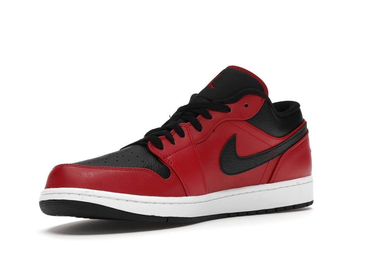 Jordan 1 Low Reverse Bred Pebbled Swoosh Gym Red Black White 553558-605 - savito
