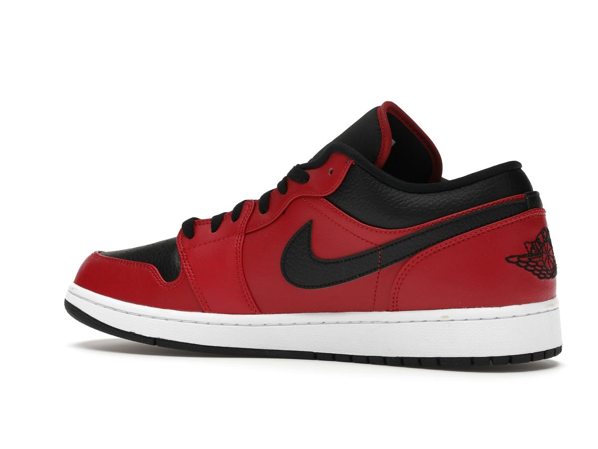 Jordan 1 Low Reverse Bred Pebbled Swoosh Gym Red Black White 553558-605 - savito