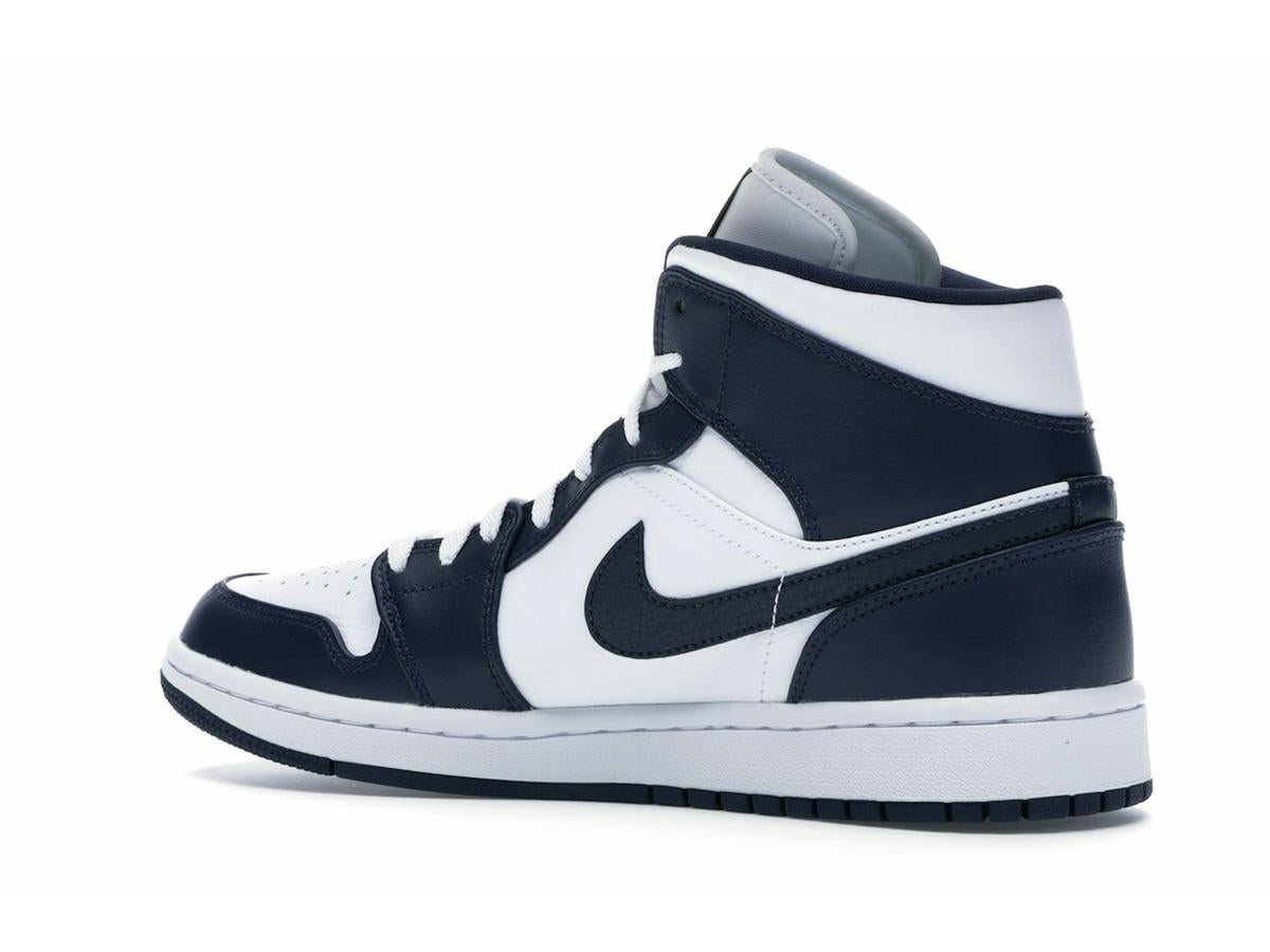 Air Jordan 1 Mid White Metallic Gold Obsidian Sneakers 554724-174 - savito