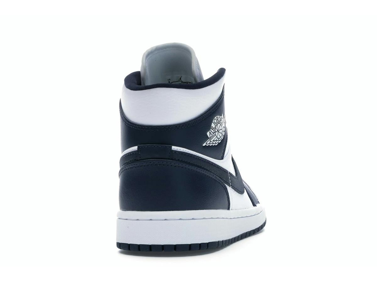 Air Jordan 1 Mid White Metallic Gold Obsidian Sneakers 554724-174 - savito