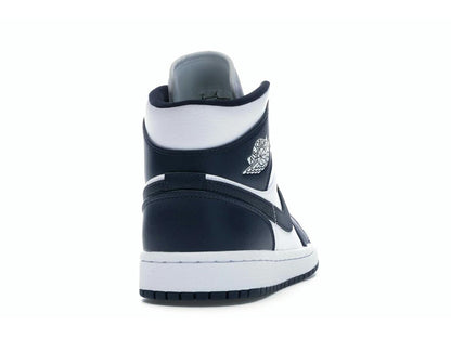 Air Jordan 1 Mid White Metallic Gold Obsidian Sneakers 554724-174 - savito