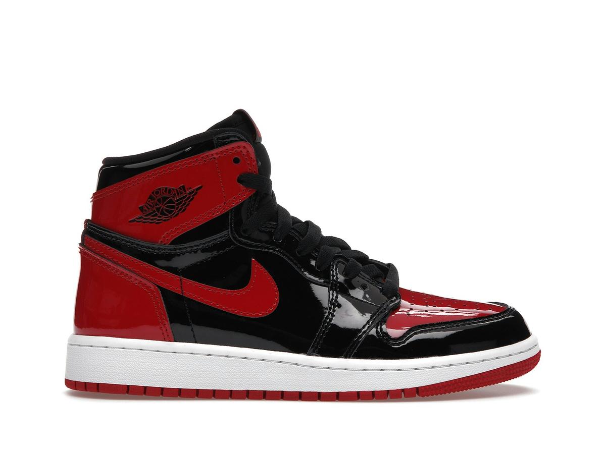Jordan 1 Retro High OG Patent Bred GS Patent Leather Sneakers 575441-063 - savito