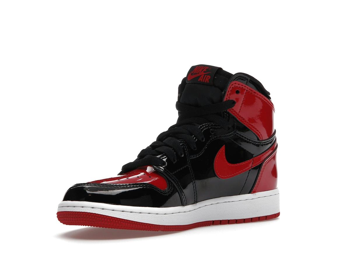 Jordan 1 Retro High OG Patent Bred GS Patent Leather Sneakers 575441-063 - savito