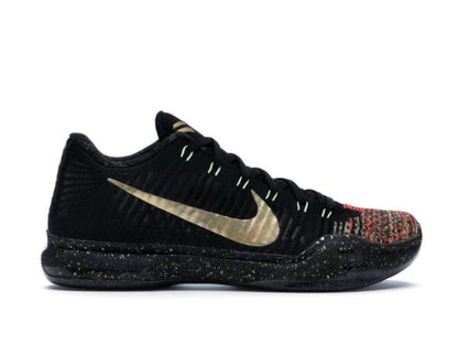 Nike Kobe 10 Elite Christmas Sneakers 802560-076 Black Metallic Gold Bright Crimson - savito
