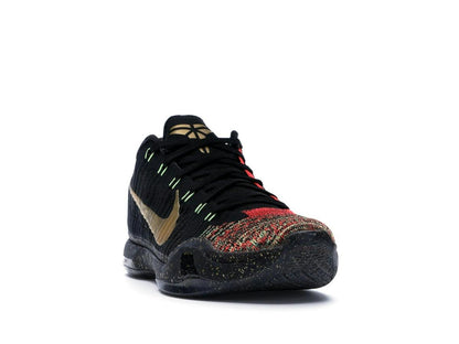 Nike Kobe 10 Elite Christmas Sneakers 802560-076 Black Metallic Gold Bright Crimson - savito