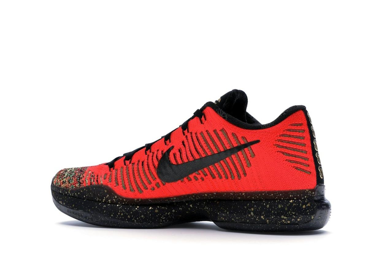 Nike Kobe 10 Elite Christmas Sneakers 802560-076 Black Metallic Gold Bright Crimson - savito