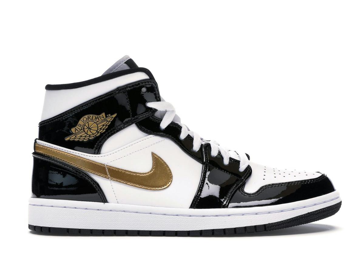Jordan 1 Mid Patent Black White Gold 852542-007 - savito