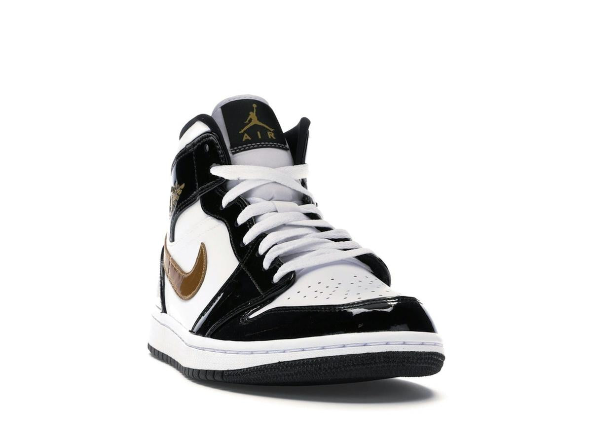 Jordan 1 Mid Patent Black White Gold 852542-007 - savito