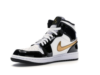 Jordan 1 Mid Patent Black White Gold 852542-007 - savito