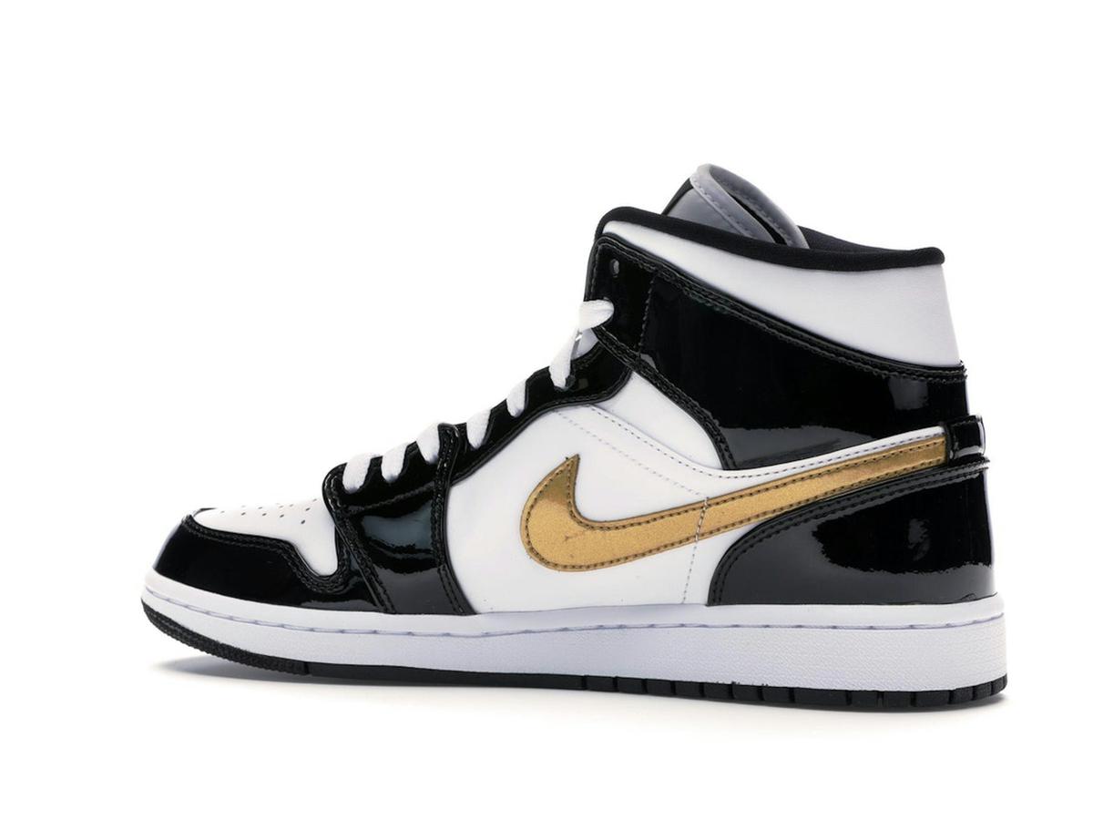 Jordan 1 Mid Patent Black White Gold 852542-007 - savito