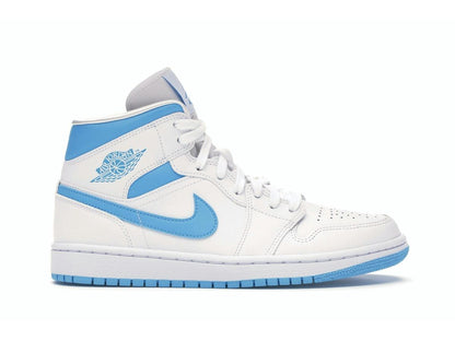 Air Jordan 1 Mid UNC (Women's) White Dark Powder Blue BQ6472-114 - savito
