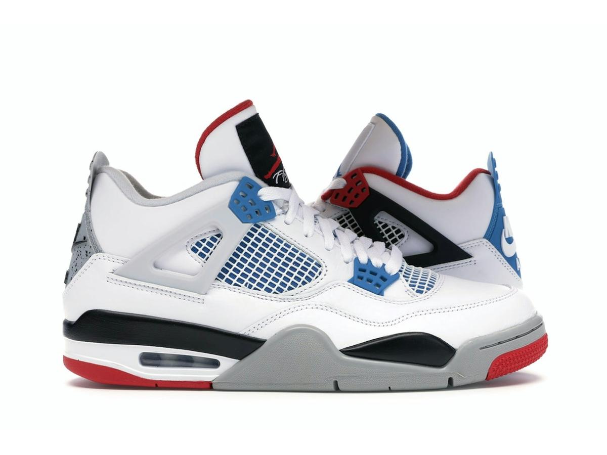 Jordan 4 Retro What The CI1184-146 White Military Blue Fire Red Black Cement Grey - savito