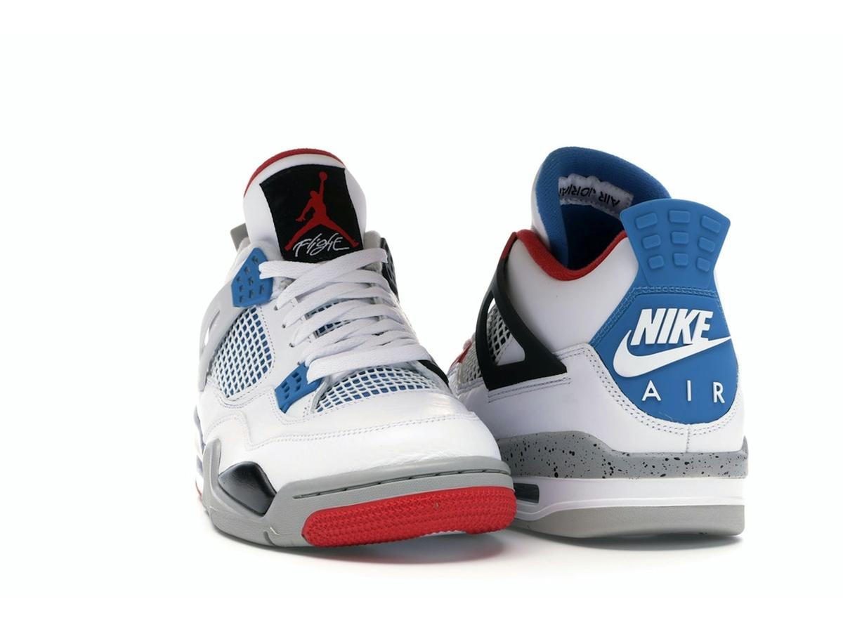 Jordan 4 Retro What The CI1184-146 White Military Blue Fire Red Black Cement Grey - savito