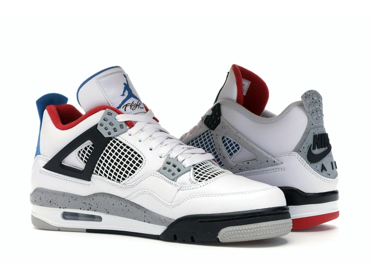 Jordan 4 Retro What The CI1184-146 White Military Blue Fire Red Black Cement Grey - savito