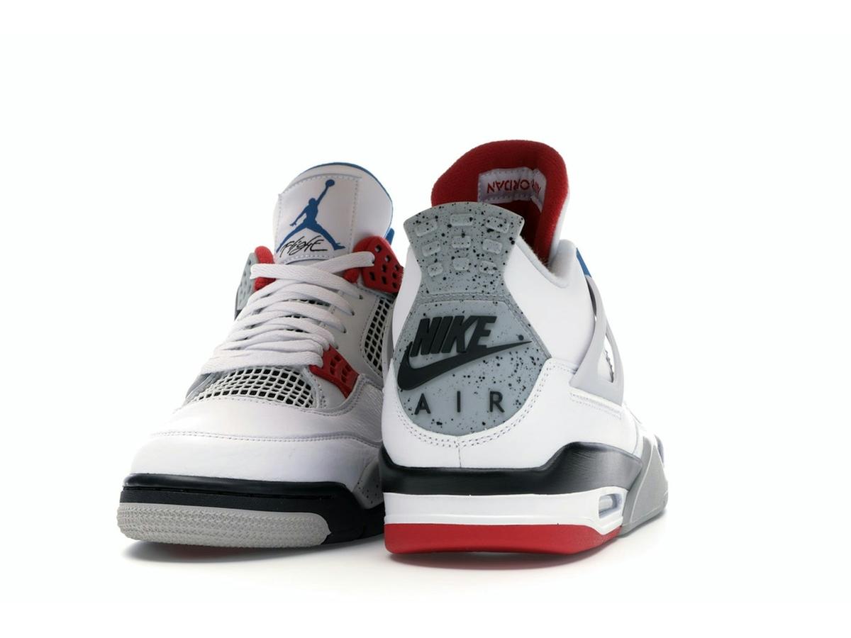 Jordan 4 Retro What The CI1184-146 White Military Blue Fire Red Black Cement Grey - savito