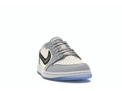 Jordan 1 Retro Low Dior Men's Grey Black Sail Sneakers CN8608-002 - savito