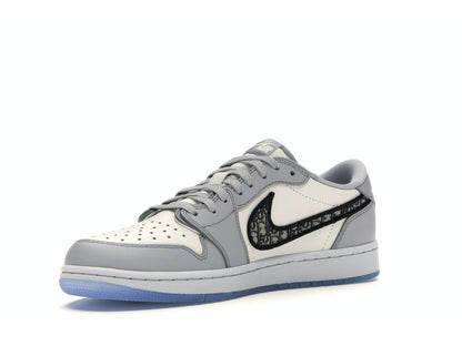 Jordan 1 Retro Low Dior Men's Grey Black Sail Sneakers CN8608-002 - savito