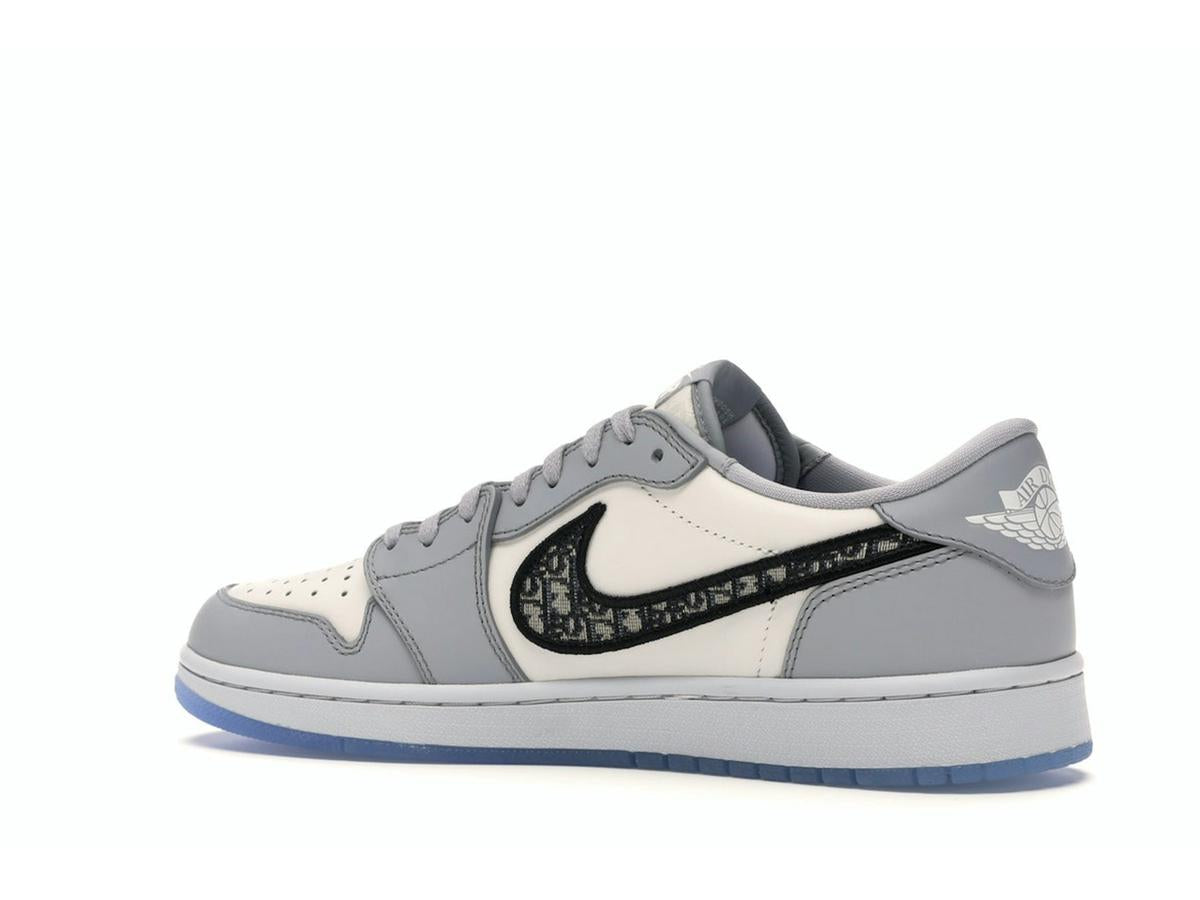 Jordan 1 Retro Low Dior Men's Grey Black Sail Sneakers CN8608-002 - savito