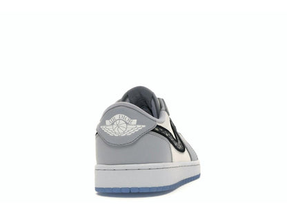 Jordan 1 Retro Low Dior Men's Grey Black Sail Sneakers CN8608-002 - savito