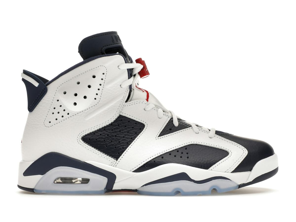 Jordan 6 Retro Olympic (2024) CT8529-164 White Varsity Red Midnight Navy Sneakers - savito